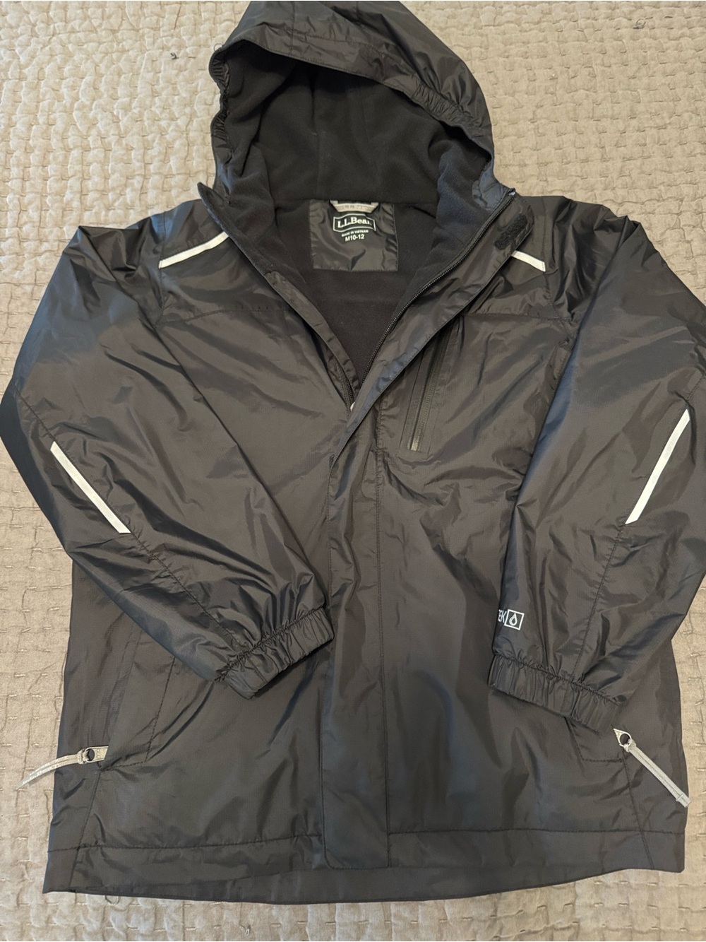 L.L. Bean Youth Black Wind and Rain Jacket, Sz M10-12